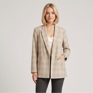 House‎ of Harlow Tan Nude Plaid Blazer